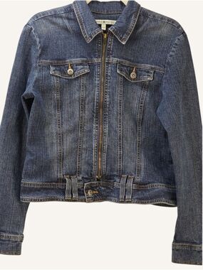 Tommy Hilfiger Y2K Fitted Zip Denim Jacket Blue Large Made in Canada